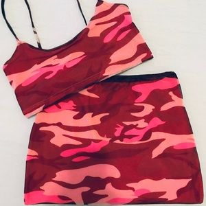 Pink CAMO Mini Skirt Set!